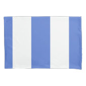 青と白の縦の幅の広いストライプ 枕カバー (正面左)