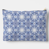 青と白の繰り返しデザインジッパーバッグ アクセサリーポーチ (裏面)