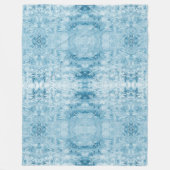 青と白の羽のパターン フリースブランケット (正面)