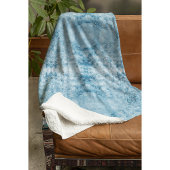 青と白の羽のパターン フリースブランケット