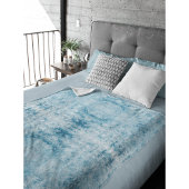 青と白の羽のパターン フリースブランケット