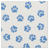 青と白の肉球プリント生地 ファブリック (クローズアップ)