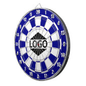 青と白の背景にカスタマイズ可能なロゴ画像 ダーツボード (正面右)