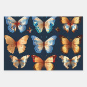 青と白の背景の可愛い蝶 ラッピングペーパーシート (正面2)