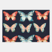 青と白の背景の可愛い蝶 ラッピングペーパーシート (正面)