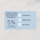 青と白の自家製石鹸とロウソク 名刺 (裏面)