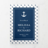 青と白の航海のいかりシ結婚ーホース 三つ折り招待状 (カバー)