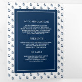 青と白の航海のいかりシ結婚ーホース 三つ折り招待状 (内部最初)