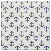 青と白の航海のいかりパターン ファブリック (見本)