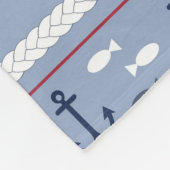 青と白の航海のいかり フリースブランケット (角)