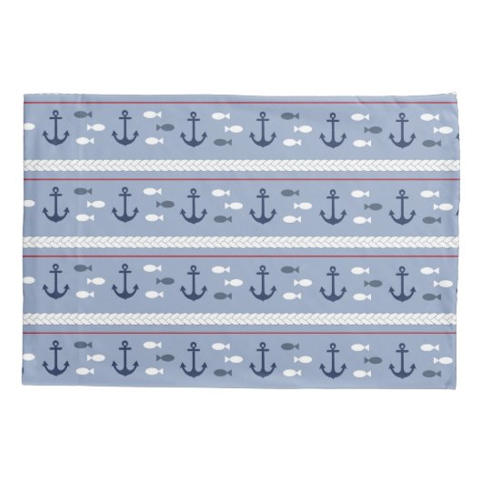 青と白の航海のいかり 枕カバー (裏面)