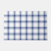 青と白の航海チェック柄 ドアマット (正面)