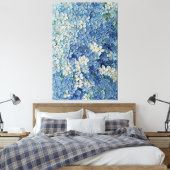 青と白の花が緑の抽象的な壁画に咲く キャンバスプリント (インサイチュ (寝室))