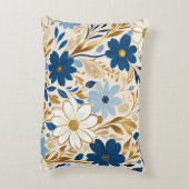 青と白の花と金ゴールド離れ アクセントクッション (裏面(縦))