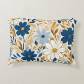 青と白の花と金ゴールド離れ アクセントクッション (裏面)