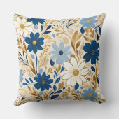 青と白の花と金ゴールド離れ クッション (裏面)