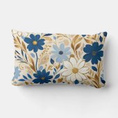 青と白の花と金ゴールド離れ ランバークッション (裏面)