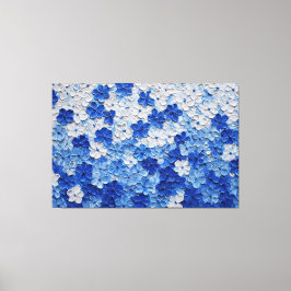 青と白の花のインパスト絵画 - アブストラクト キャンバスプリント