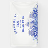 青と白の花のウェディングシャワーの歓迎 横断幕 (縦)