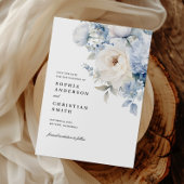 青と白の花のウェディング・セーブ・ザ・デートカード 招待状
