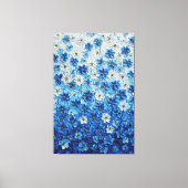 青と白の花のグラデーション抽象壁画 キャンバスプリント (正面)