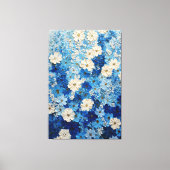 青と白の花のグラデーション抽象壁画 キャンバスプリント (正面)