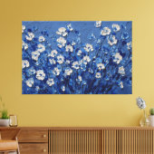 青と白の花のテクスチャーアート - 抽象画 キャンバスプリント (インサイチュ (リビング))
