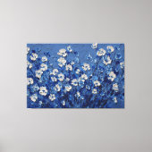 青と白の花のテクスチャーアート - 抽象画 キャンバスプリント (正面)