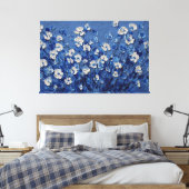 青と白の花のテクスチャーアート - 抽象画 キャンバスプリント (インサイチュ (寝室))