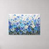 青と白の花のテクスチャー絵画 - 抽象画 キャンバスプリント (正面)