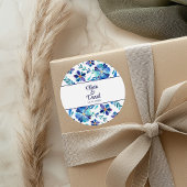 青と白の花のフィエスタ ウェディング ラウンドシール