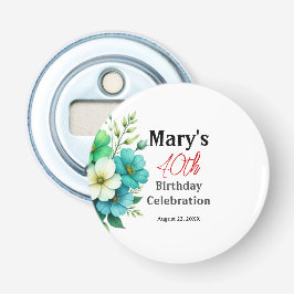 青と白の花のブーケ 誕生日テンプレート 栓抜き
