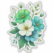 青と白の花のブーケ-57453 シール (正面)