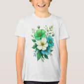 青と白の花のブーケ-57453 トライブレンドＴシャツ (正面)