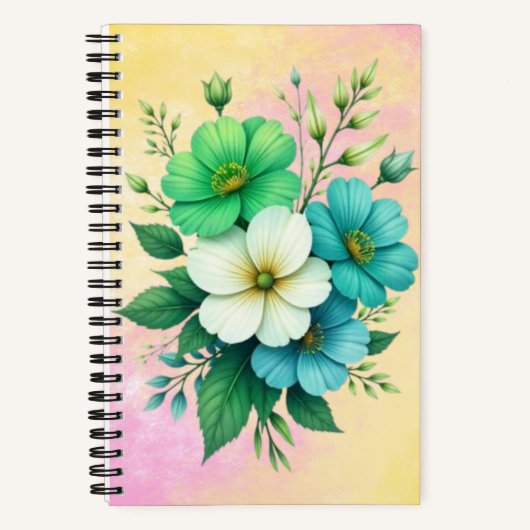 青と白の花のブーケ-57453 ノートブック (正面)