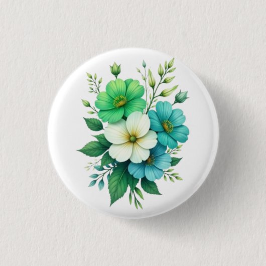 青と白の花のブーケ-57453 缶バッジ (正面)