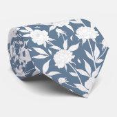 青と白の花の柄のgroomsmen 結婚's ネクタイ (ロール)
