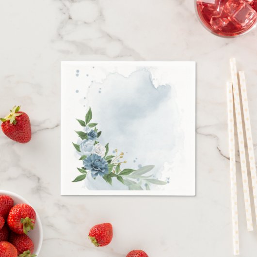 青と白の花の植物学 スタンダードカクテルナプキン (インサイチュ)
