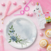 青と白の花の植物学 ペーパープレート (パーティー)