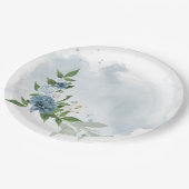 青と白の花の植物学 ペーパープレート (アングル)