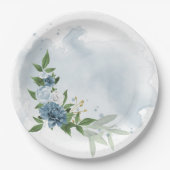 青と白の花の植物学 ペーパープレート (正面)