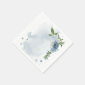 青と白の花の植物性結婚の スタンダードカクテルナプキン (角)