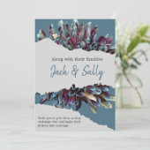 青と白の花の結婚式 招待状 (スタンド正面)