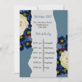 青と白の花の結婚式 招待状 (裏面)