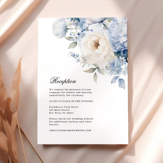 青と白の花の結婚披露宴 エンクロージャーカード