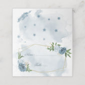 青と白の花の緑の葉幾何的 プレイスカード (外部開封)