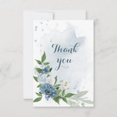 青と白の花の緑 サンキューカード (正面)