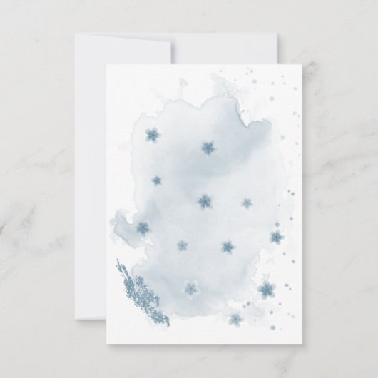 青と白の花の緑 サンキューカード (裏面)