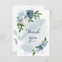 青と白の花の緑 サンキューカード