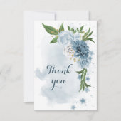 青と白の花の緑 サンキューカード (正面)